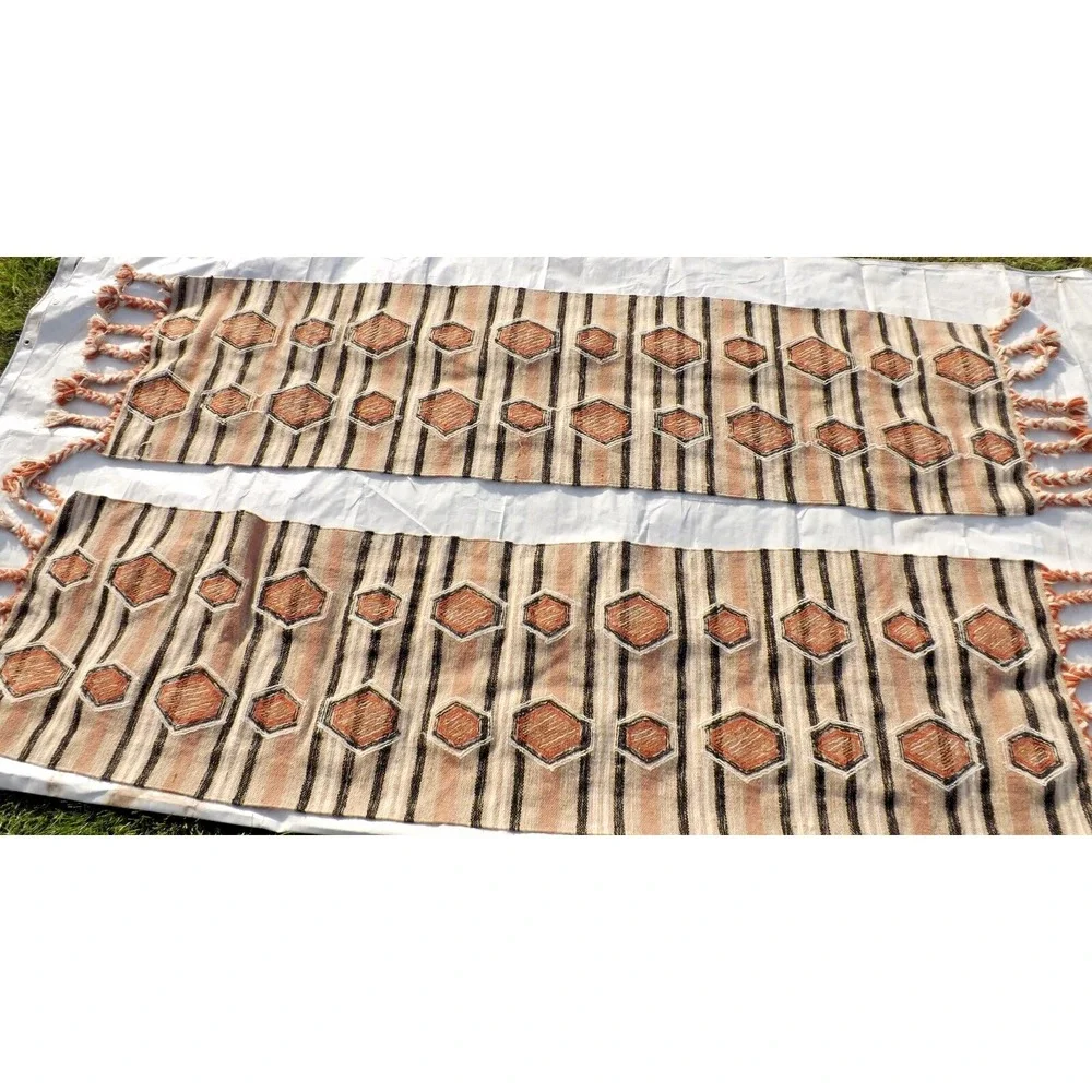 2 Creative Co-Op Cotton Tufted Kilim Floor Runner w/Braided Tassels - 2' x 8' ea